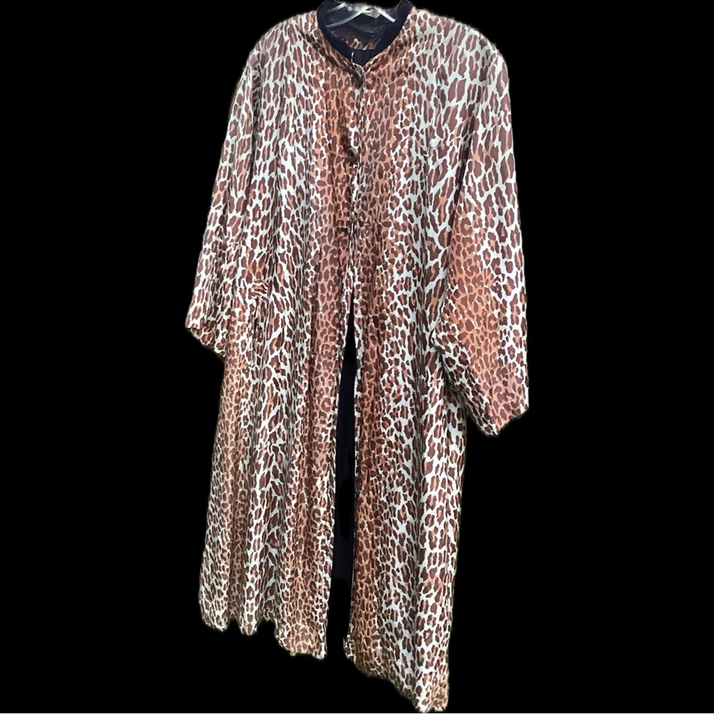 Vintage Leopard Print Lightweight Lined Overcoat for Repair